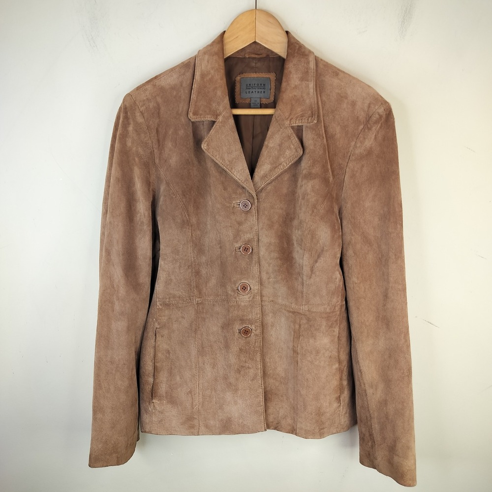 Uniform John Paul Richard Suede Leather Jacket 12 Womens Fall Western Brown